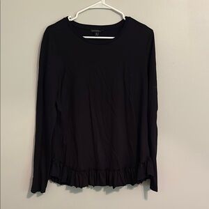 Banana Republic Black Ruffled Long Sleeve Top with Ruffle Hem
